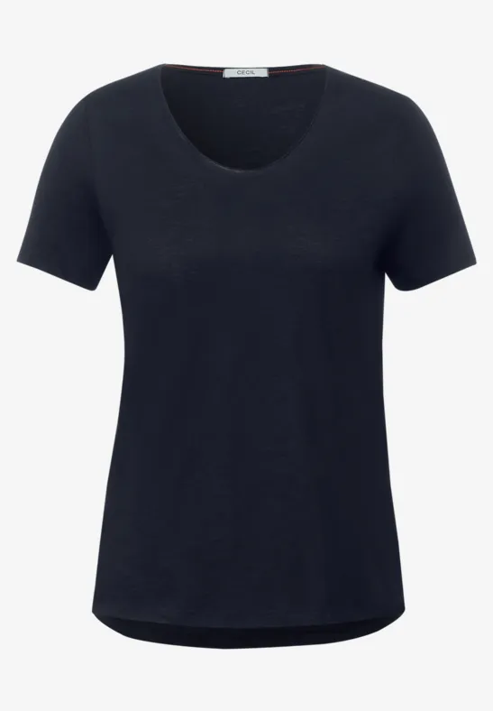 Basic shirt in effen kleur deep blue