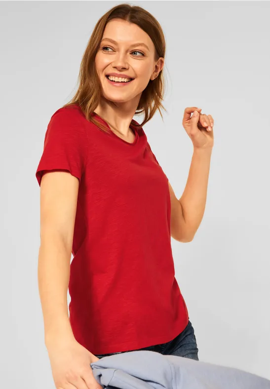 Basic shirt in effen kleur vibrant red