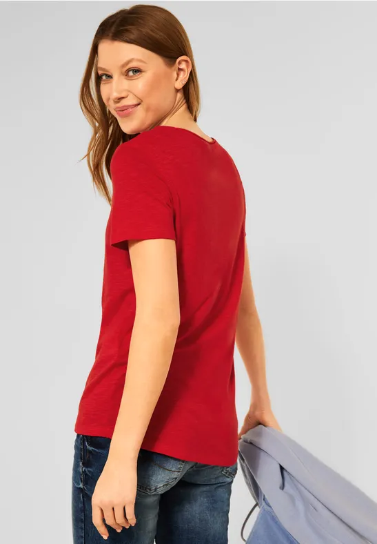 Basic shirt in effen kleur vibrant red