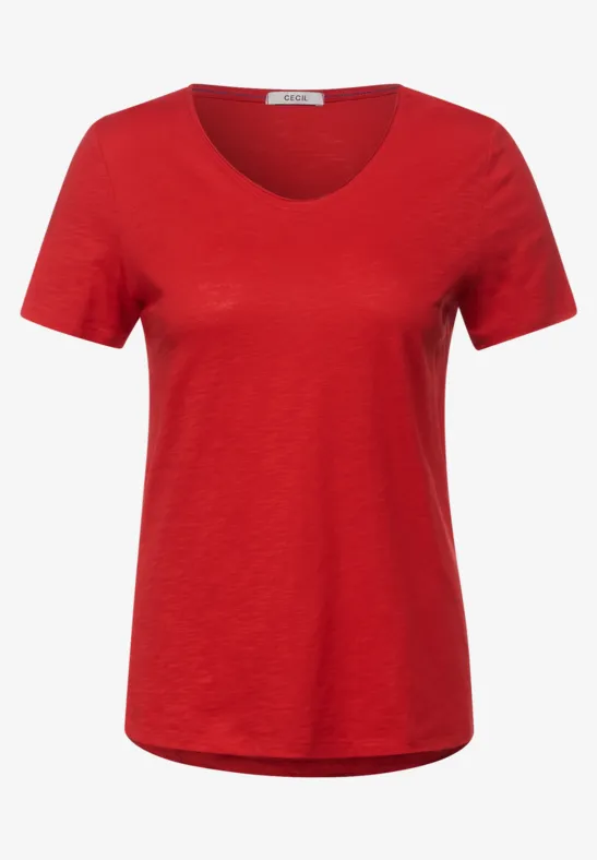 Basic shirt in effen kleur vibrant red