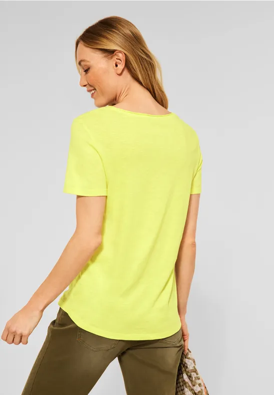 Basic shirt in effen kleur soft lemon yellow