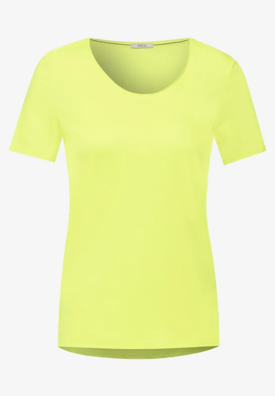 Basic shirt in effen kleur soft lemon yellow