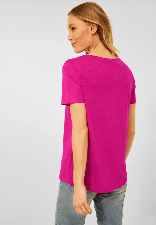 Basic shirt in effen kleur raspberry pink
