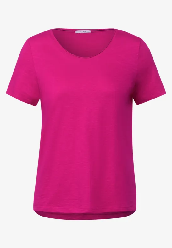 Basic shirt in effen kleur raspberry pink
