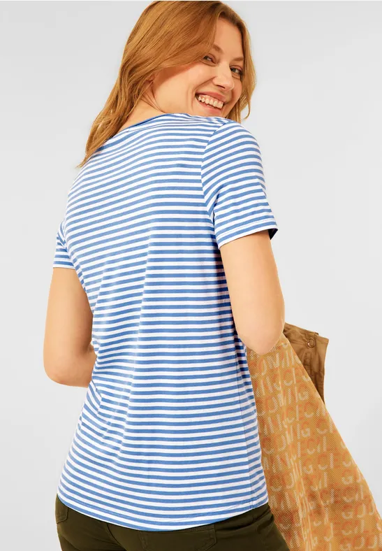 T-shirt met gestreept patroon forever blue