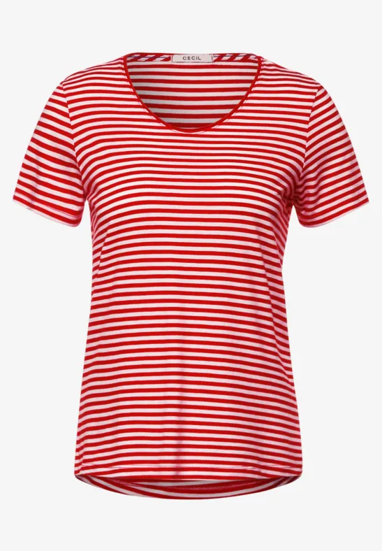 T-shirt met gestreept patroon vibrant red