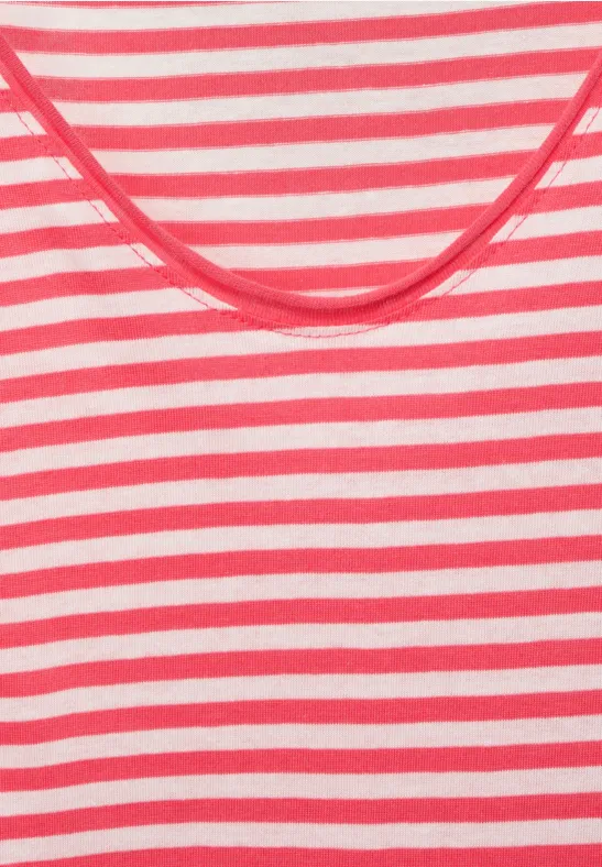 T-shirt met gestreept patroon sunset coral