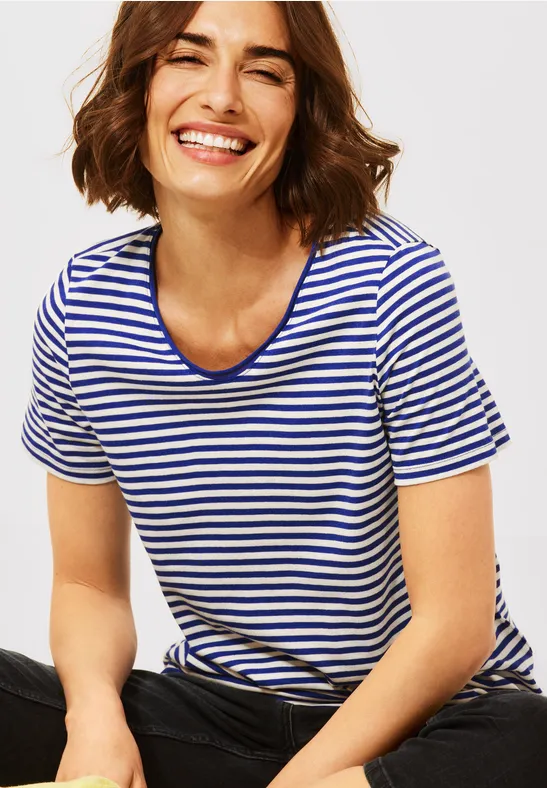 T-shirt met gestreept patroon intense blue