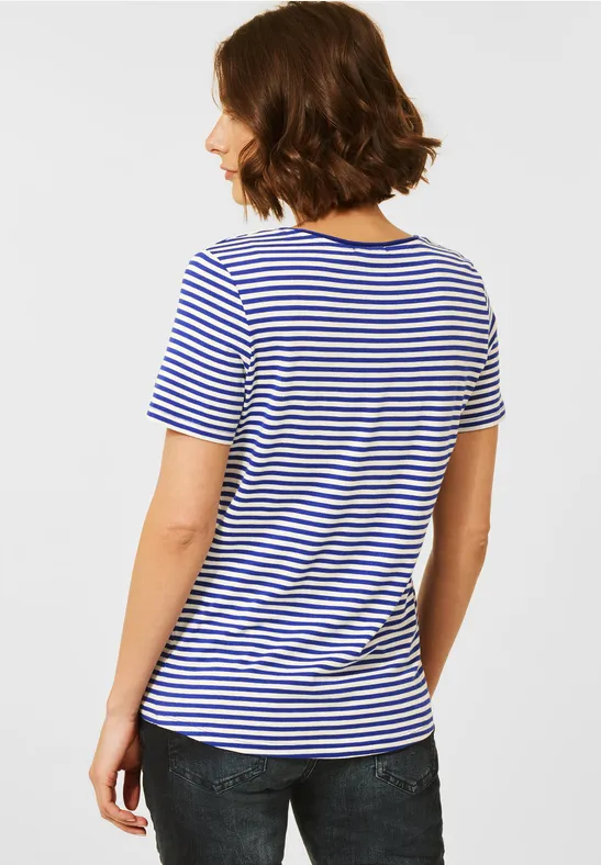 T-shirt met gestreept patroon intense blue