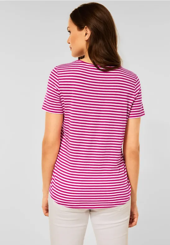 T-shirt met gestreept patroon raspberry pink