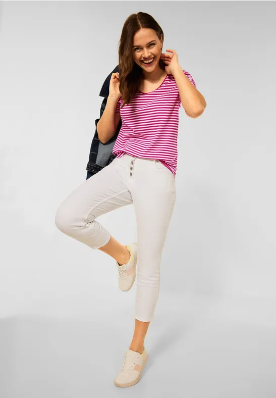T-shirt met gestreept patroon raspberry pink