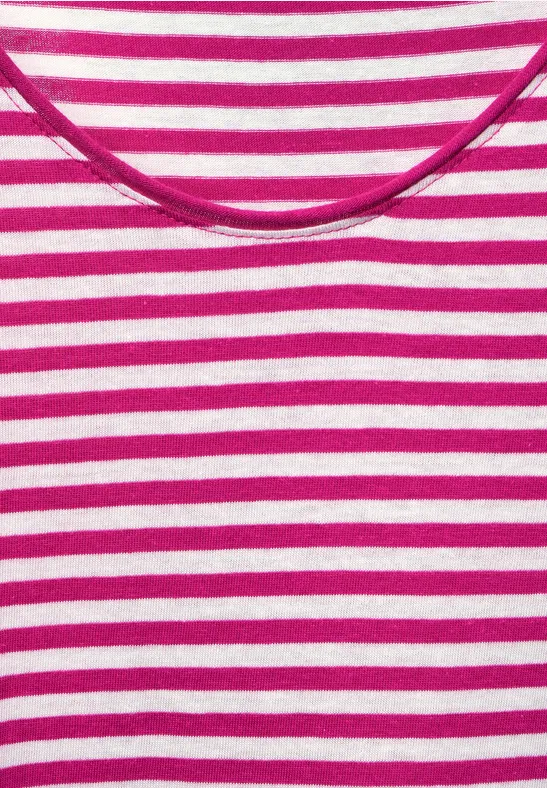 T-shirt met gestreept patroon raspberry pink