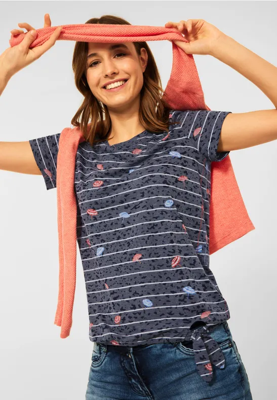 T-shirt met print burn out deep blue
