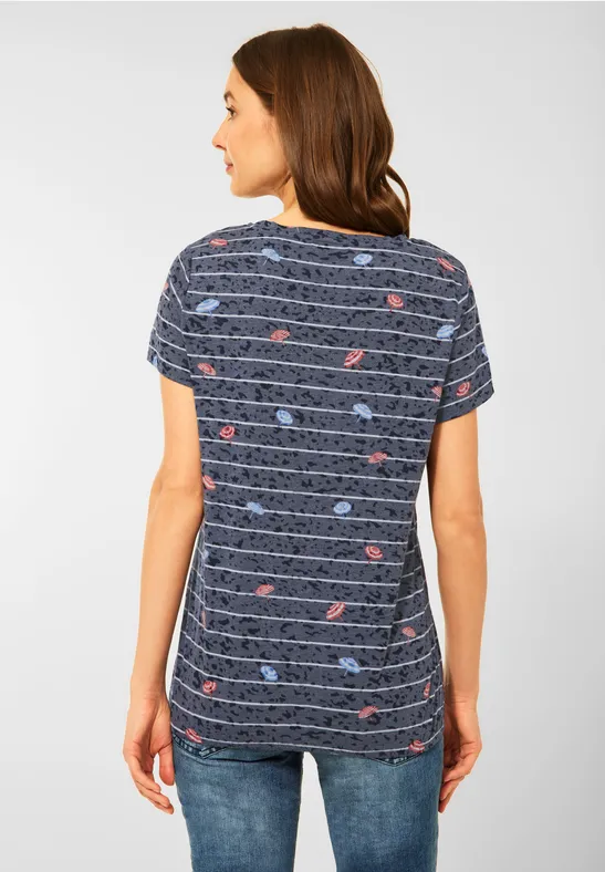 T-shirt met print burn out deep blue