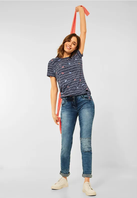 T-shirt met print burn out deep blue