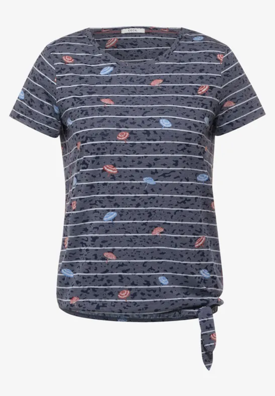 T-shirt met print burn out deep blue
