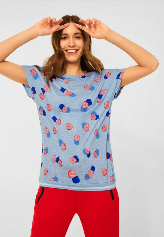 T-shirt in gemengde look light blue melange