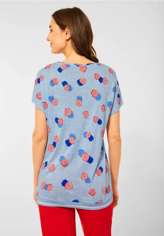 T-shirt in gemengde look light blue melange