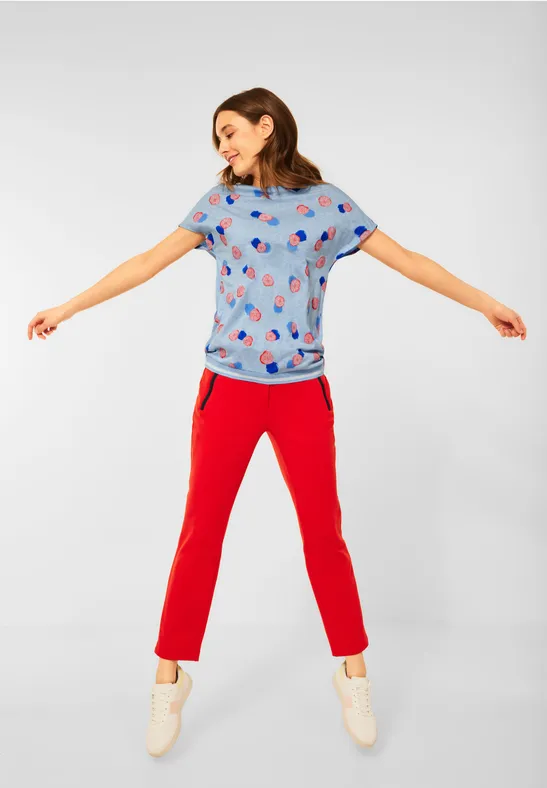 T-shirt in gemengde look light blue melange