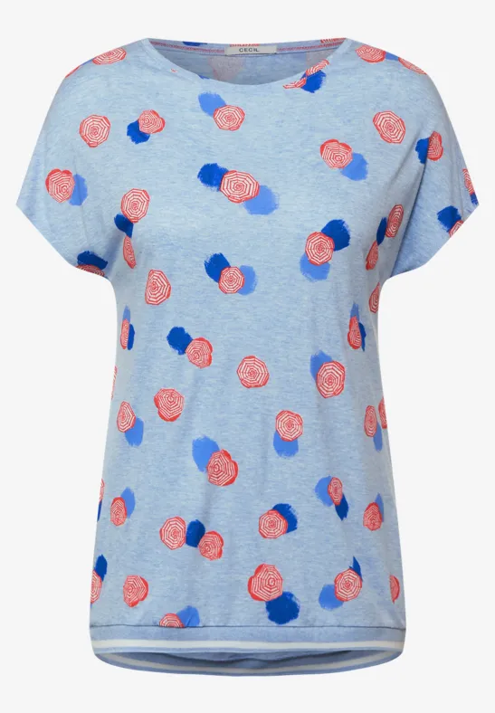 T-shirt in gemengde look light blue melange
