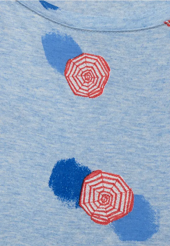 T-shirt in gemengde look light blue melange