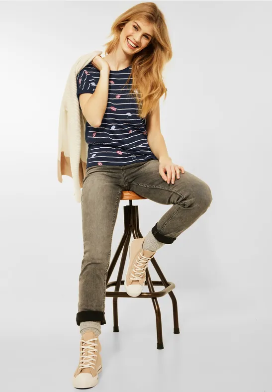 T-Shirt mit Print deep blue