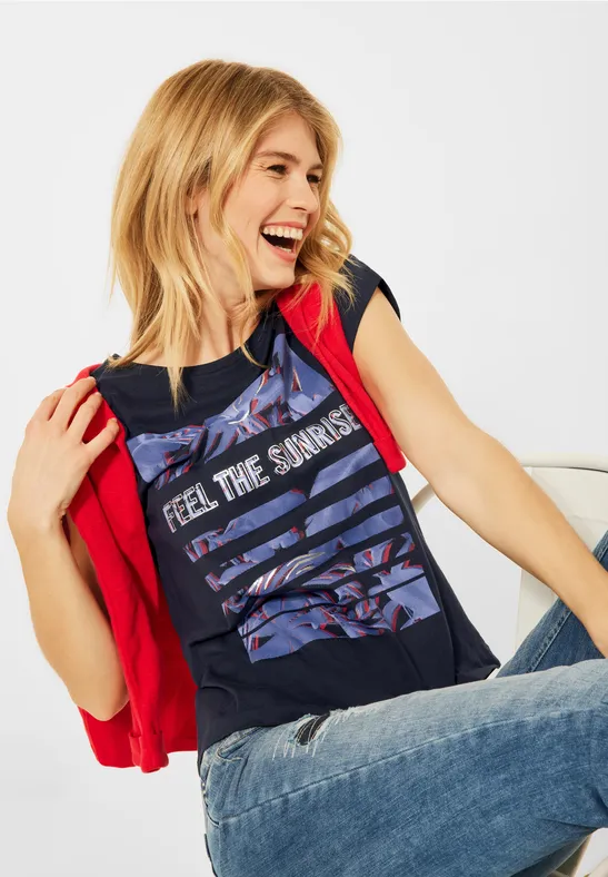 T-Shirt mit Print deep blue
