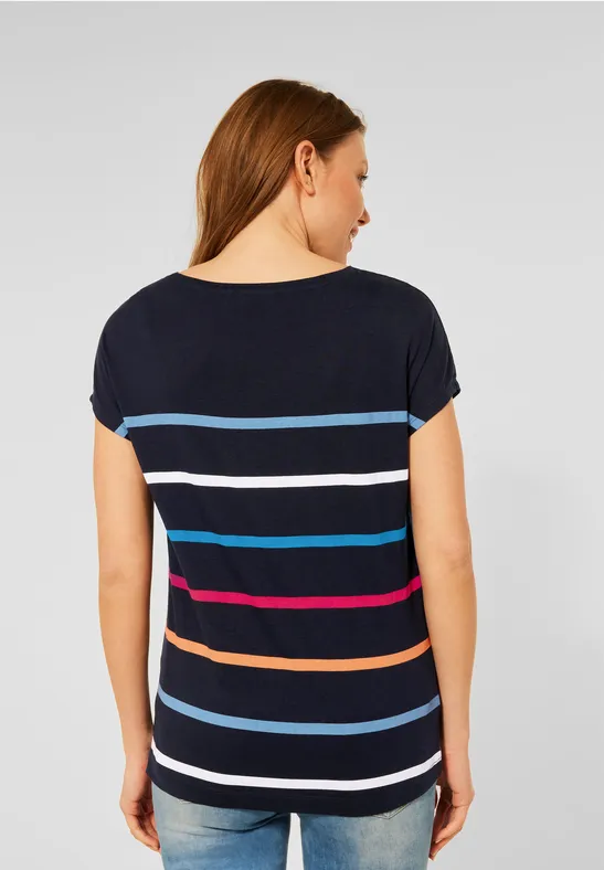 T-shirt met gestreepte print deep blue