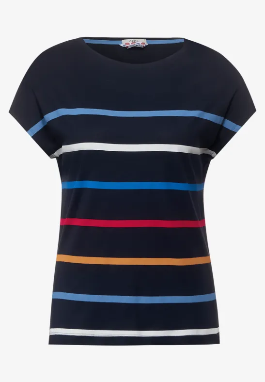 T-shirt met gestreepte print deep blue