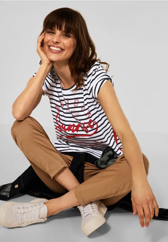 Gestreiftes T-Shirt vanilla white