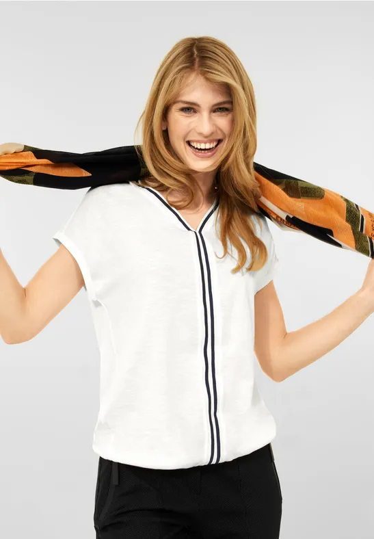 Unifarbenes Shirt mit Ripp vanilla white