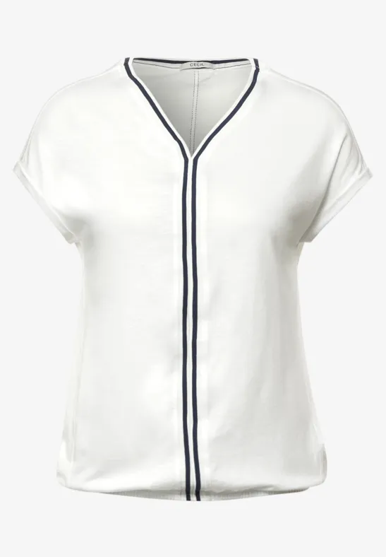 Unifarbenes Shirt mit Ripp vanilla white