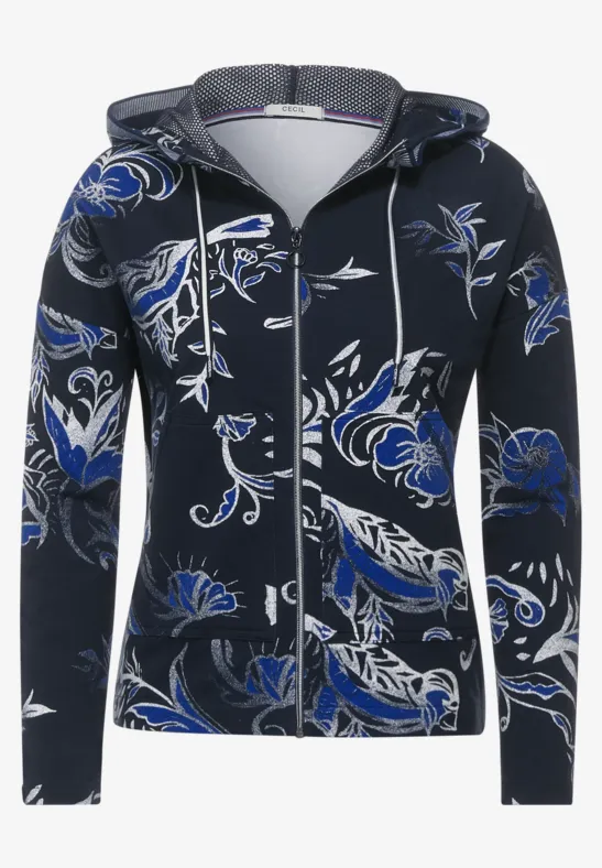 Shirtjacke mit Blumenprint deep blue