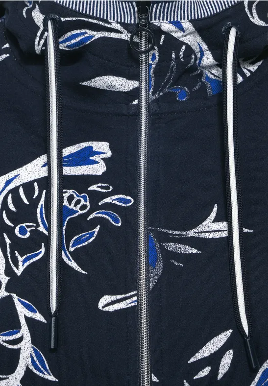 Shirtjacke mit Blumenprint deep blue