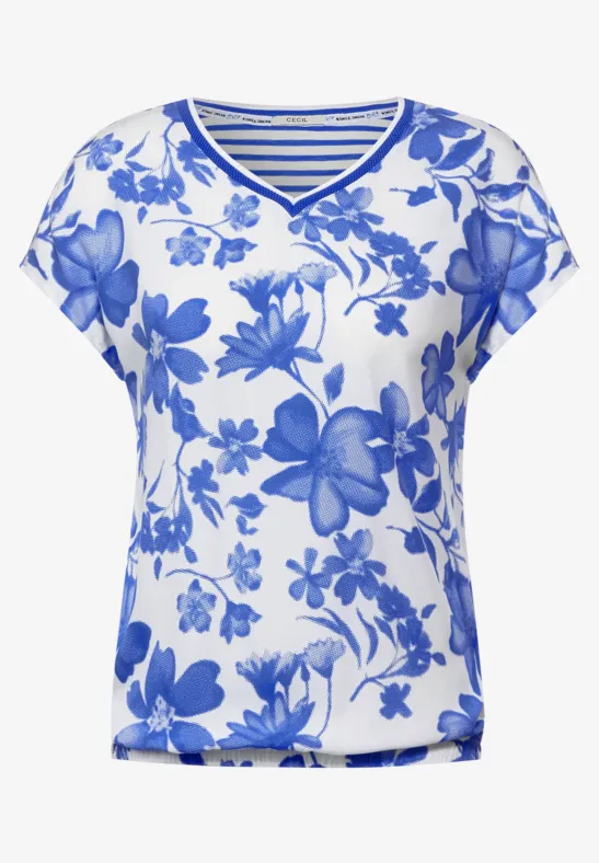 T-Shirt im Materialmix vanilla white