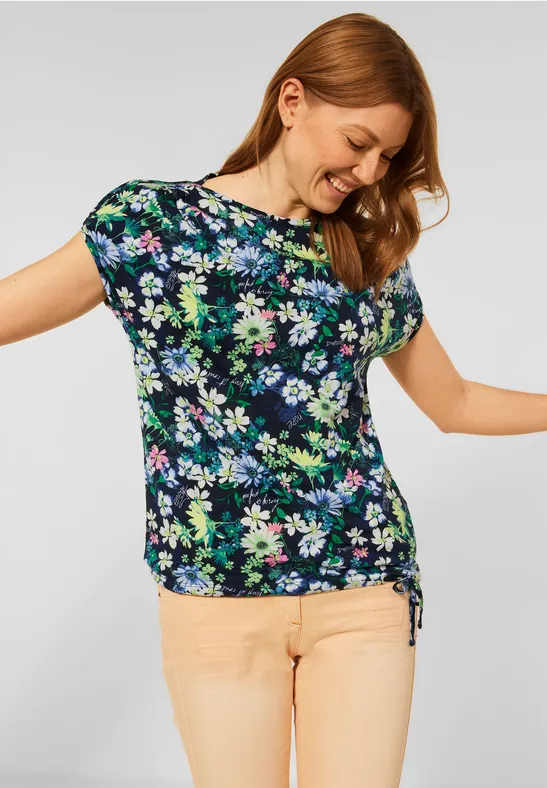 T-Shirt mit Blumenmuster deep blue