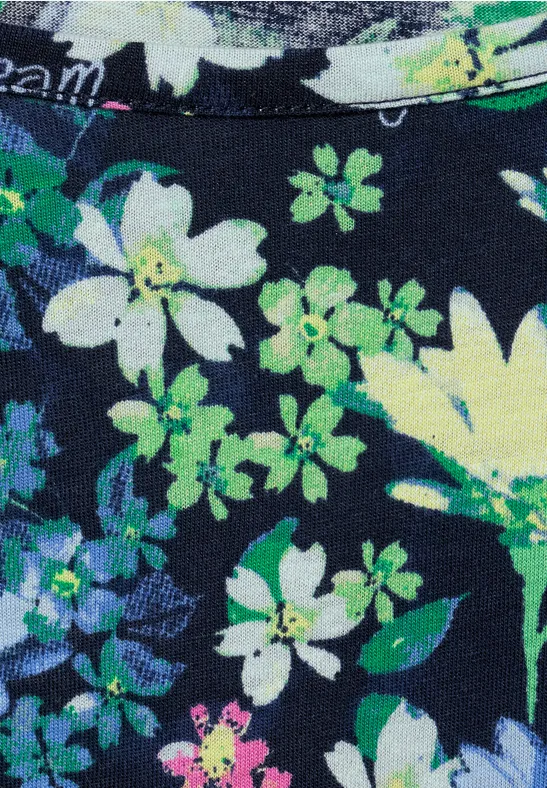 T-Shirt mit Blumenmuster deep blue