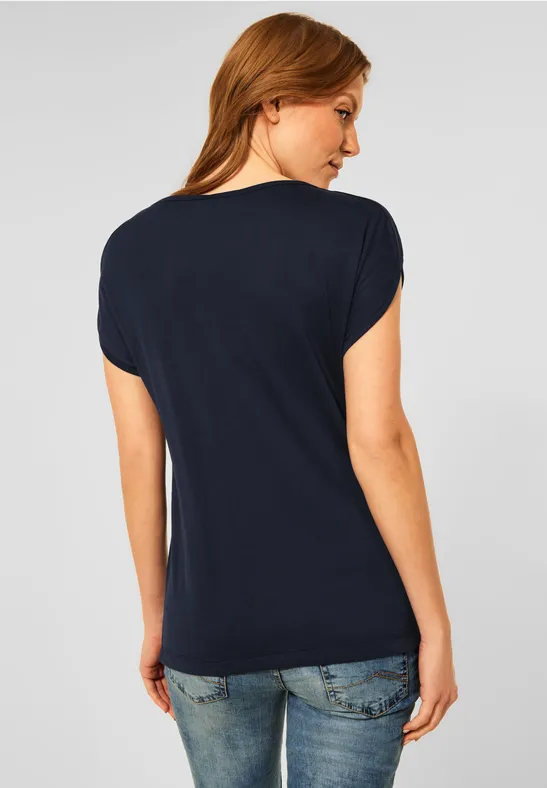 T-shirt in effen kleur deep blue