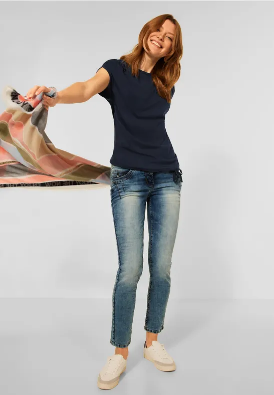 T-shirt in effen kleur deep blue