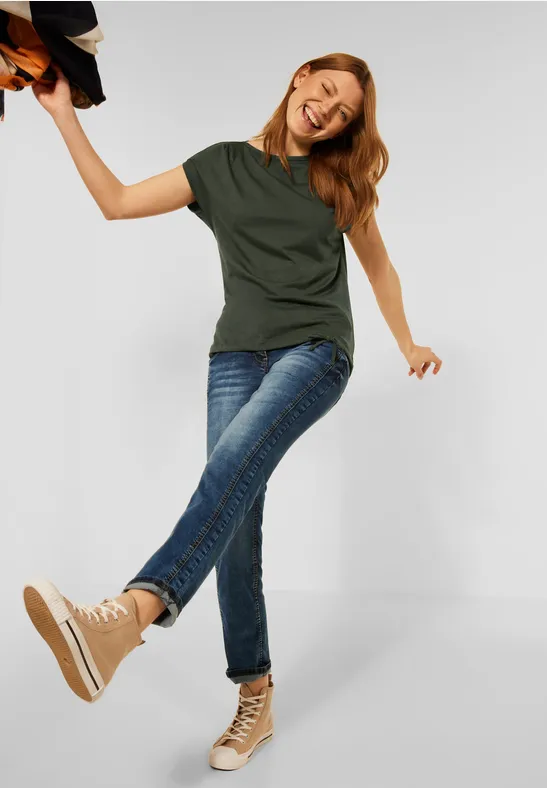 T-shirt in effen kleur utility olive