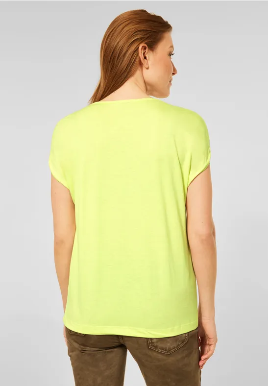 T-Shirt in Unifarbe soft lemon yellow
