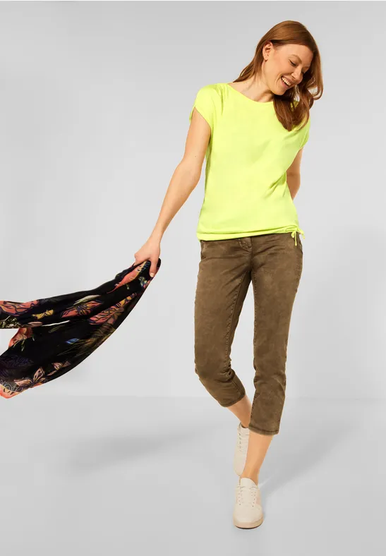 T-Shirt in Unifarbe soft lemon yellow