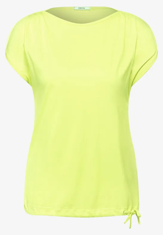 T-Shirt in Unifarbe soft lemon yellow