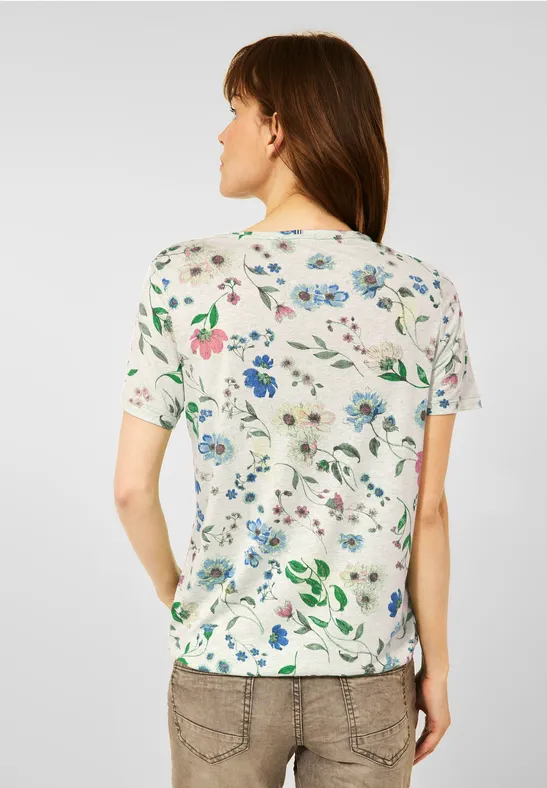 T-shirt à imprimé floral natural beige melange