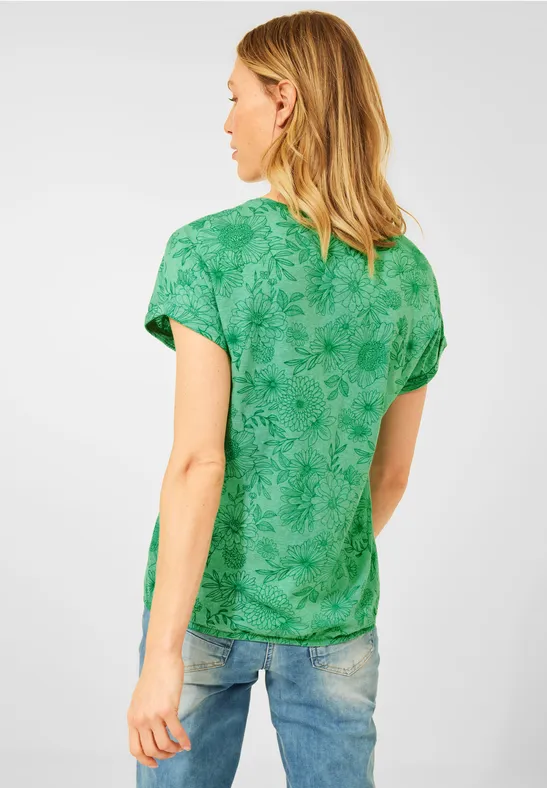 T-shirt met bloemenprint cheeky green melange