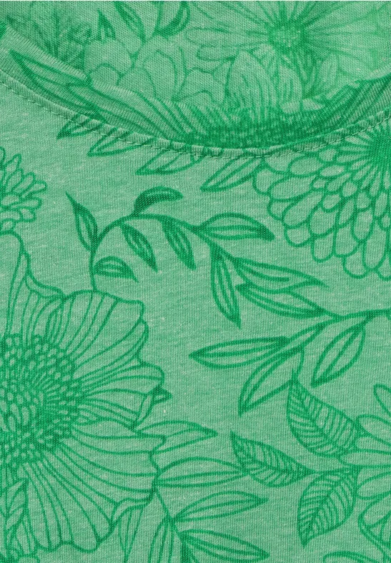 T-shirt met bloemenprint cheeky green melange