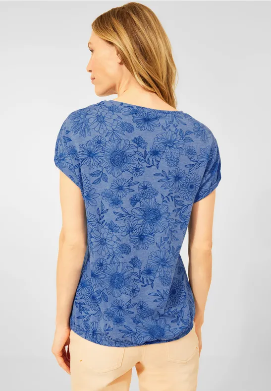 T-shirt met bloemenprint regatta blue melange