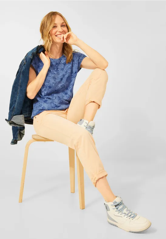 T-shirt met bloemenprint regatta blue melange