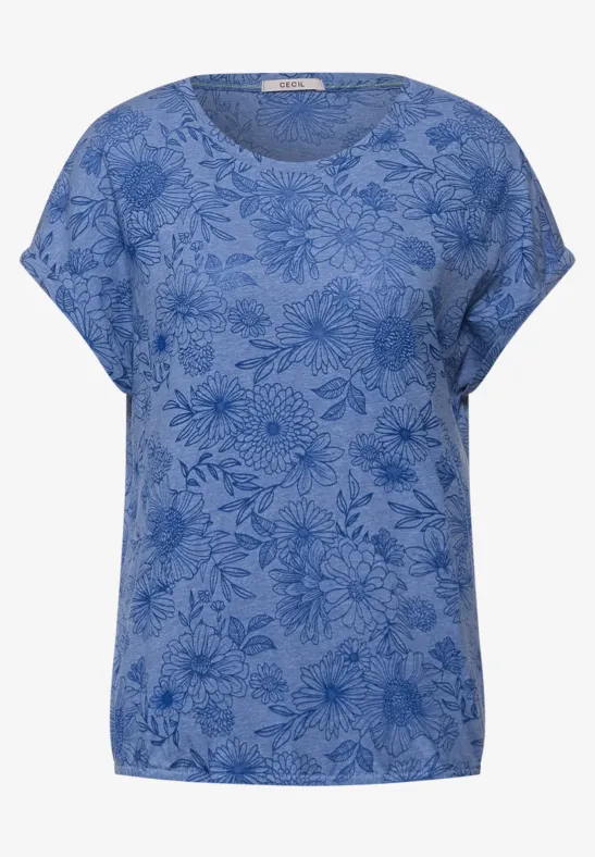 T-shirt met bloemenprint regatta blue melange