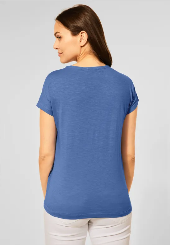 T-Shirt mit Blumenprint forever blue